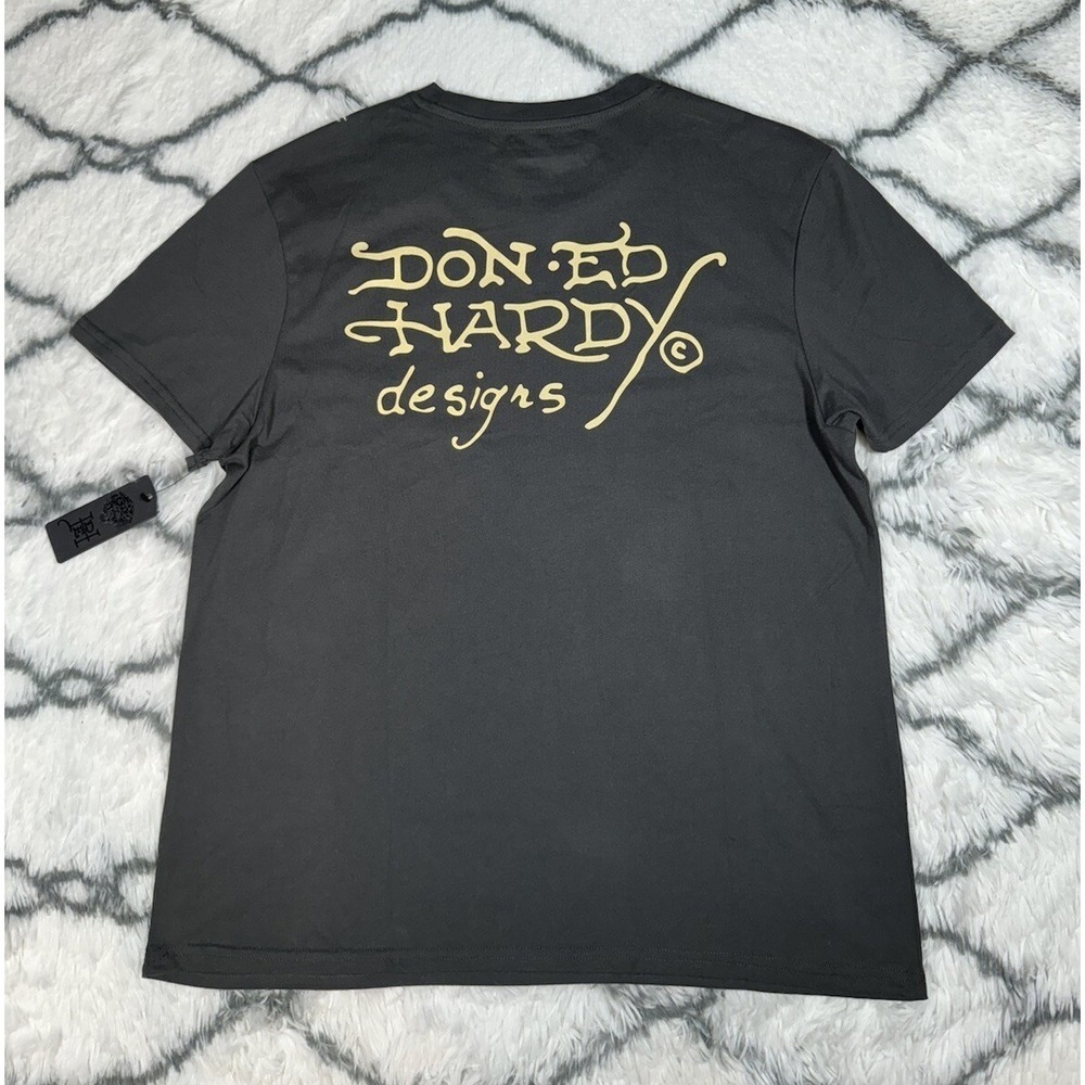 ED HARDY Rhinestone Dagger Snake Graphic Tee Shirt Gray Men's Size XL *NEW* $85 - Picture 6 of 7